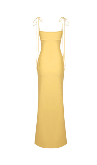 YELLOW TULIP SATIN MAXI DRESS