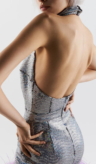 SEQUIN BACKLESS MINI DRESS IN SILVER Dresses styleofcb 