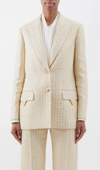 COTTON-BLEND TWEED JACKET SUIT