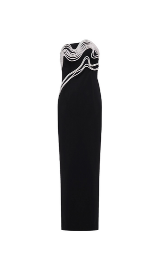 CRYSTAL EMBELLISHED MAXI DRESS IN BLACK