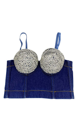 BUSTIER DENIM TOP IN BLUE DRESS STYLE OF CB 