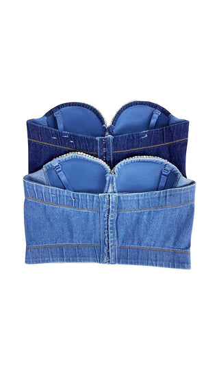 BUSTIER DENIM TOP IN BLUE DRESS STYLE OF CB 