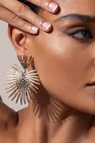 GOLD STARBURST DROP EARRINGS JEWELLERY styleofcb 