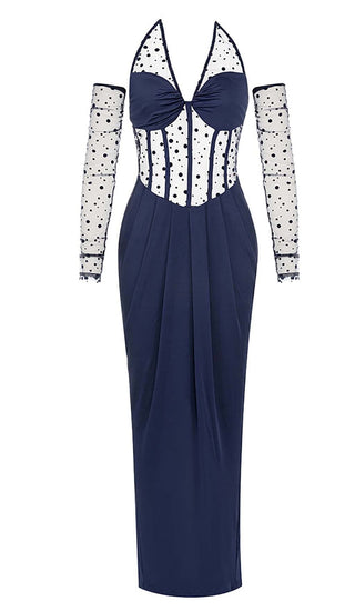 CORSET LACE MAXI DRESS IN NAVY BLUE DRESS STYLE OF CB 