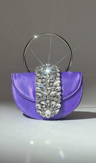 SATIN CRYSTAL CLUTCH IN PURPLE Bags styleofcb 