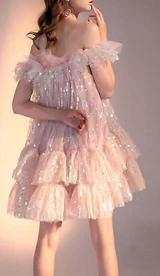 HALTER SEQUINS MINI DRESS IN PINK DRESS STYLE OF CB 