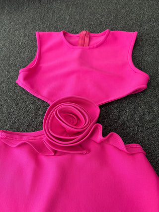 ROSE-APPLIQUÉ CUT-OUT MINI DRESS