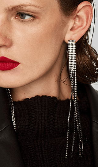 Inlaid diamond tassel earrings styleofcb 