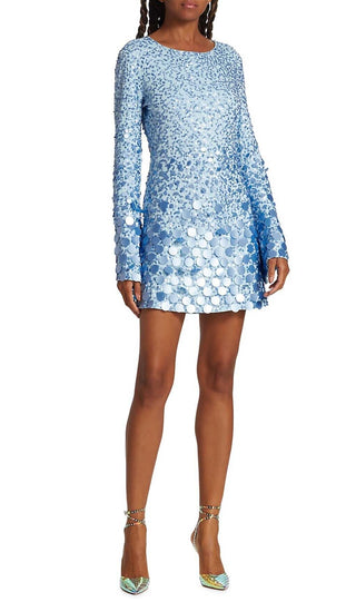 LIGHTNING FLARED SLEEVE MINI DRESS IN BLUE DRESS STYLE OF CB 