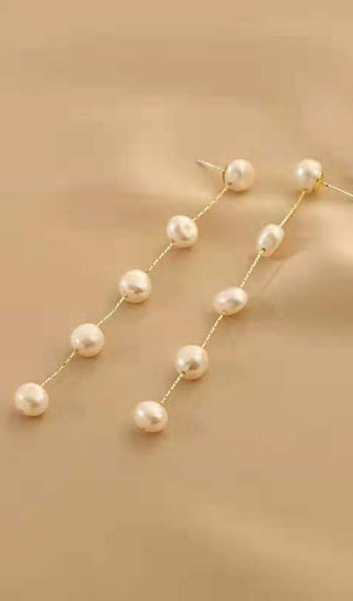 LONG PEARL TASSEL EARRINGS