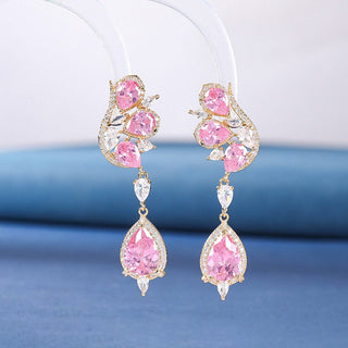 DIAMOND BUTTERFLY TOPAZ EARRINGS Earrings blingmyfriend PINK 