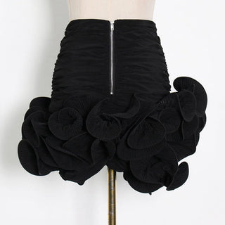 STRAPLESS FLOWER PLEATED SKIRT IN BLACK Skirts styleofcb 