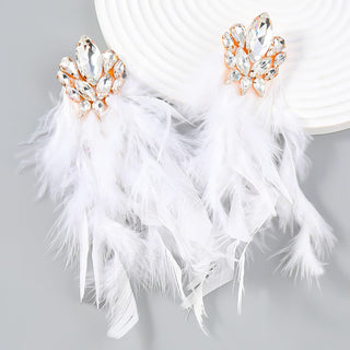 RHINESTONE FEATHER EARRINGS Earrings sis label 