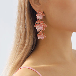 PINK 3D FLOWER EARRINGS