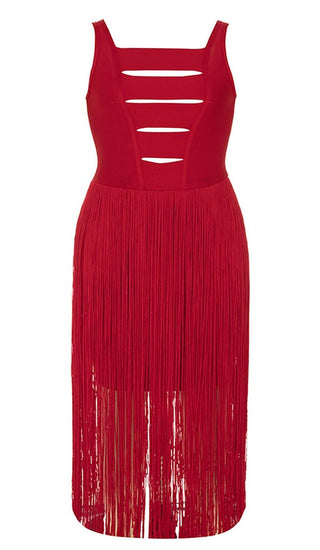 PLUS CUTOUT TASSEL MIDI DRESS IN RED DRESS STYLE OF CB 