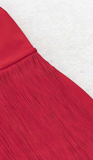 PLUS CUTOUT TASSEL MIDI DRESS IN RED DRESS STYLE OF CB 