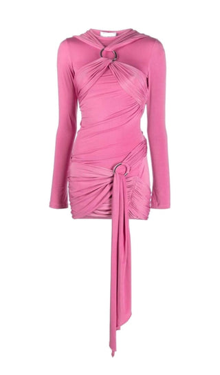 PULL-ON STYLING MINI DRESS IN PINK DRESS STYLE OF CB 