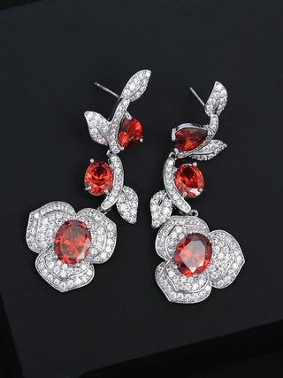 CRYSTAL FLOWER DROP EARRINGS Earrings Oh CICI 