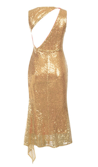 SEQUIN BODYCON MIDI DRESS IN GOLD DRESS STYLE OF CB 