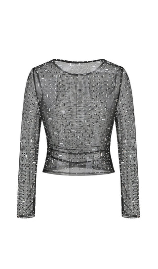 SEQUIN RHINESTONE MESH TOP IN BLACK styleofcb 