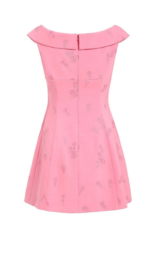 SLEEVELESS EMBROIDERED MINI DRESS IN PINK DRESS STYLE OF CB 