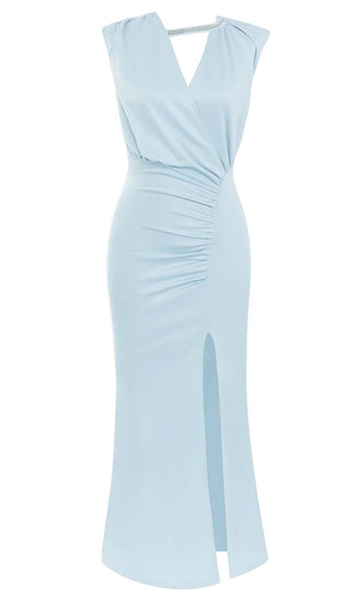 SLEEVELESS THIGH SLIT DRESS IN LIGHT BLUE DRESS STYLE OF CB 