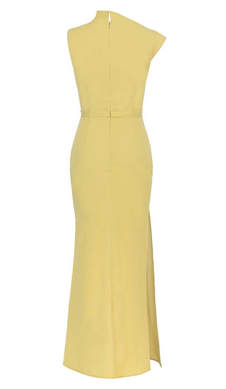 SOLID ASYMMETRICAL HIGH LOW DRESS IN YELLOW DRESS STYLE OF CB 