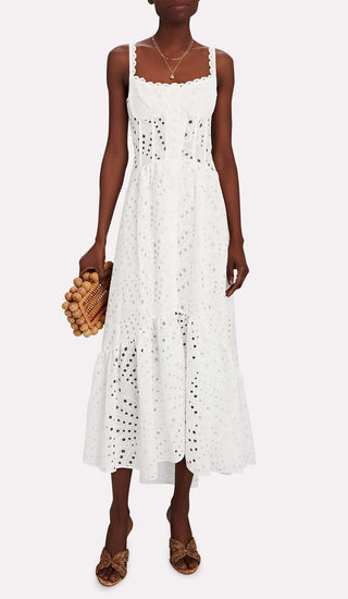 STRAPPY LACE MIDI DRESS IN WHITE DRESS OH CICI 