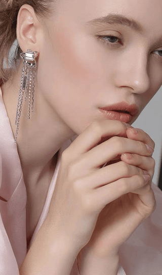 ZIRCON TASSEL EARRINGS ohmogo 