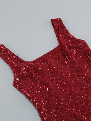 RED FEATHER SEQUIN DRESS styleofcb 