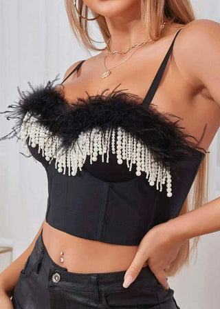 PEARL FEATHER CORSET TOP styleofcb 