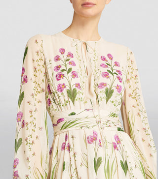 MAXIKLEID AUS SEIDE MIT BLUMEN